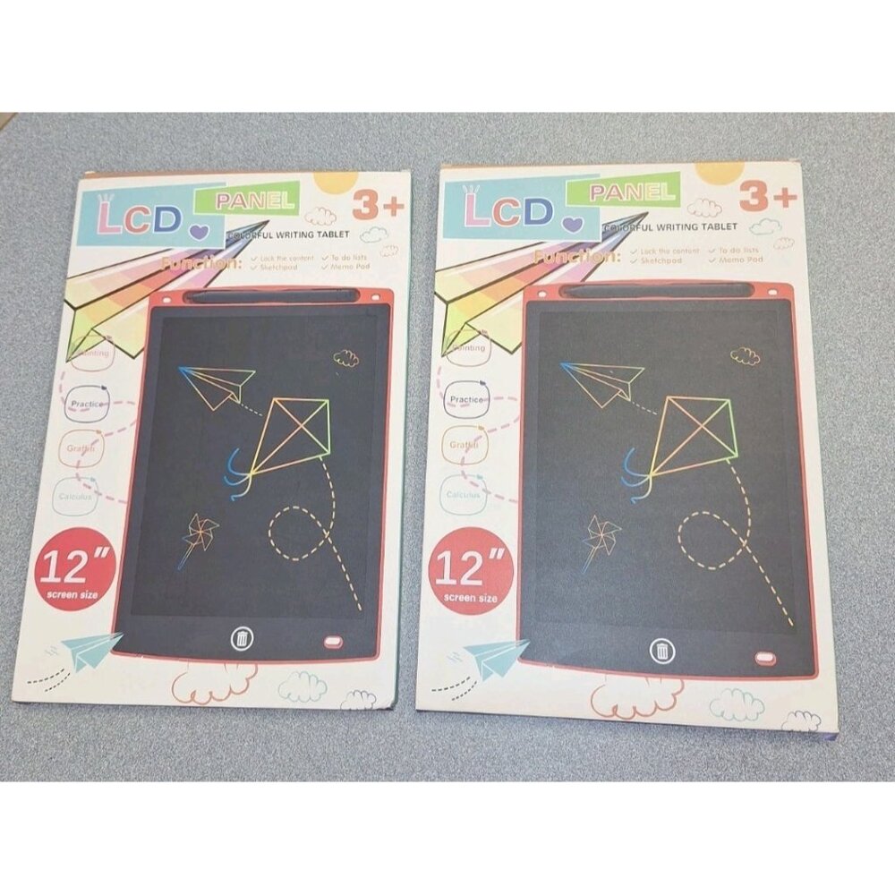 2 Pack 10 Inch LCD Writing Tablet, Colorful Doodle 12 inch With Pen New In Box